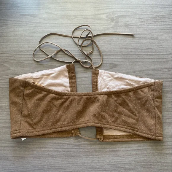 NWT 12th Tribe St. Barths Shimmer Gold Bandeau Top - Picture 3 of 6